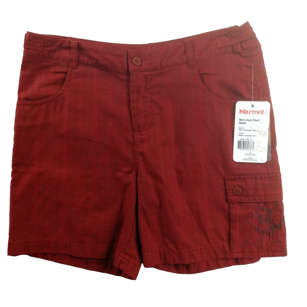 NWT Marmot Womens Guru Shorts 6760 6" Cinnamon Hemp Cotton Blend - Size 6